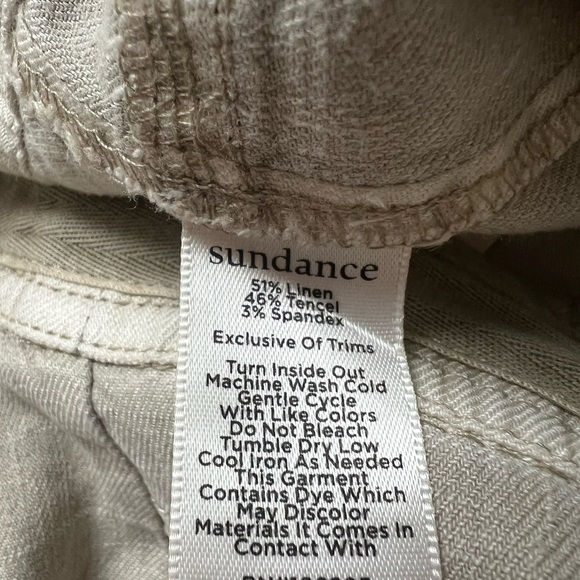 Sundance Quinn Button Front Linen Blend Slouchy Beige Pants Sz 0 Petite Boho - Picture 8 of 8